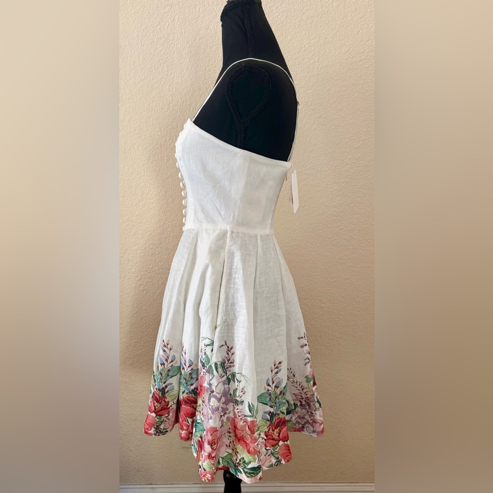 NWT Zimmermann Bellitude Bustier Short Dress Ivory Floral US 6